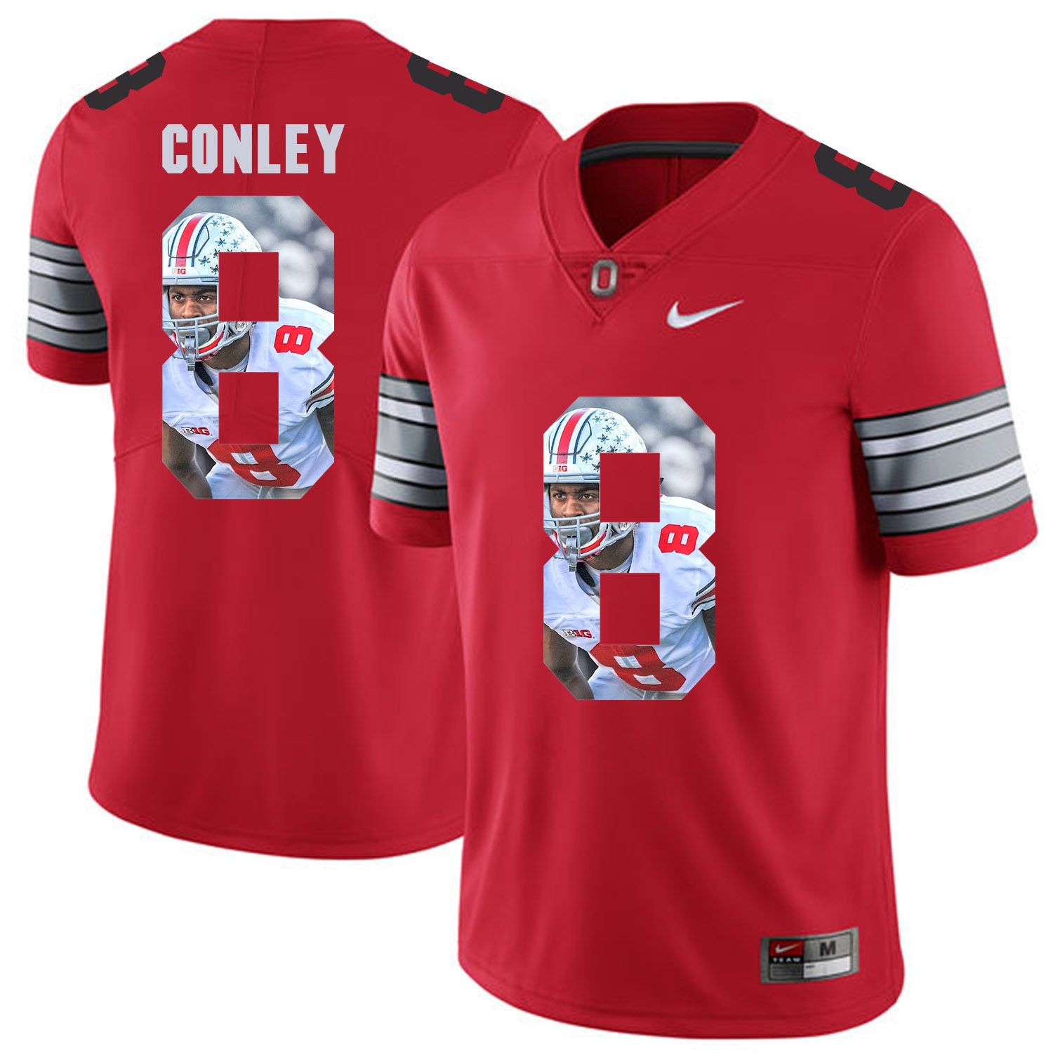 Men Ohio State 8 Conley Red Fashion Edition Customized NCAA Jerseys